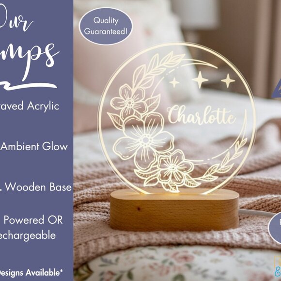 Flower Night Light – Personalized LED Lamp for Kids & Adults - Picture 3 of 8